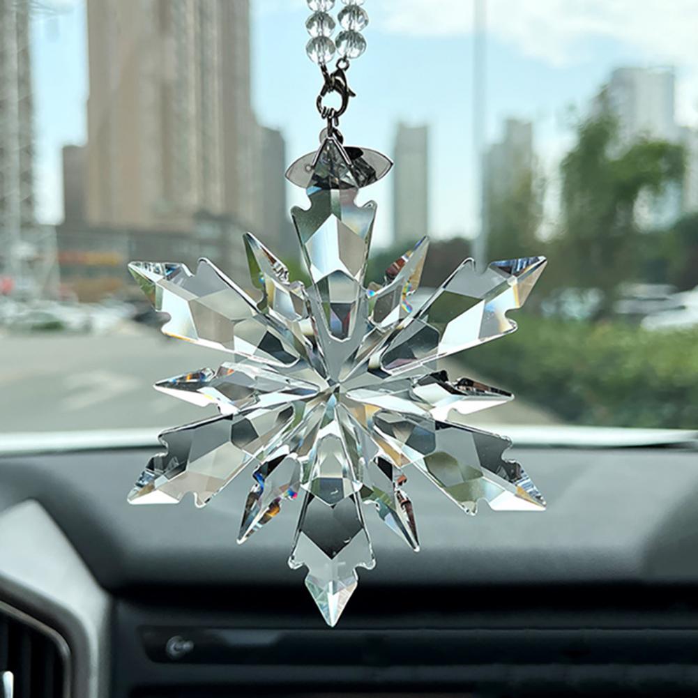9.8cm Christmas Ornaments Clear Faceted Crystal Snowflake Pendant Acrylic Icicle Drop Transparent Hangings Christmas Tree Decor
