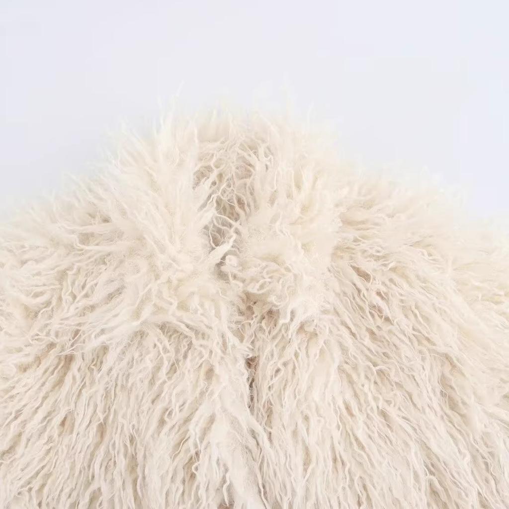 New autumn models, women's clothing, fashionable and versatile design, long fur lapel collar and long sleeves