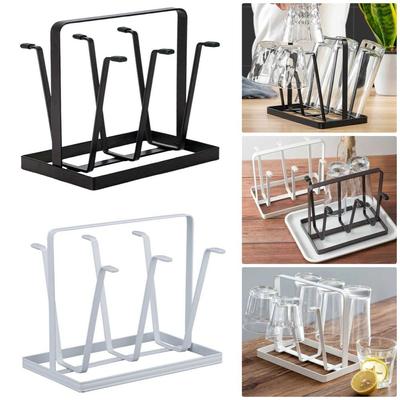 1Pcs 6 Cup Glass Cup Drying Shelf Drinkware Hanger Metal Mug Holder Non-Slip Silicone Protective Hooks Bottles Organizer