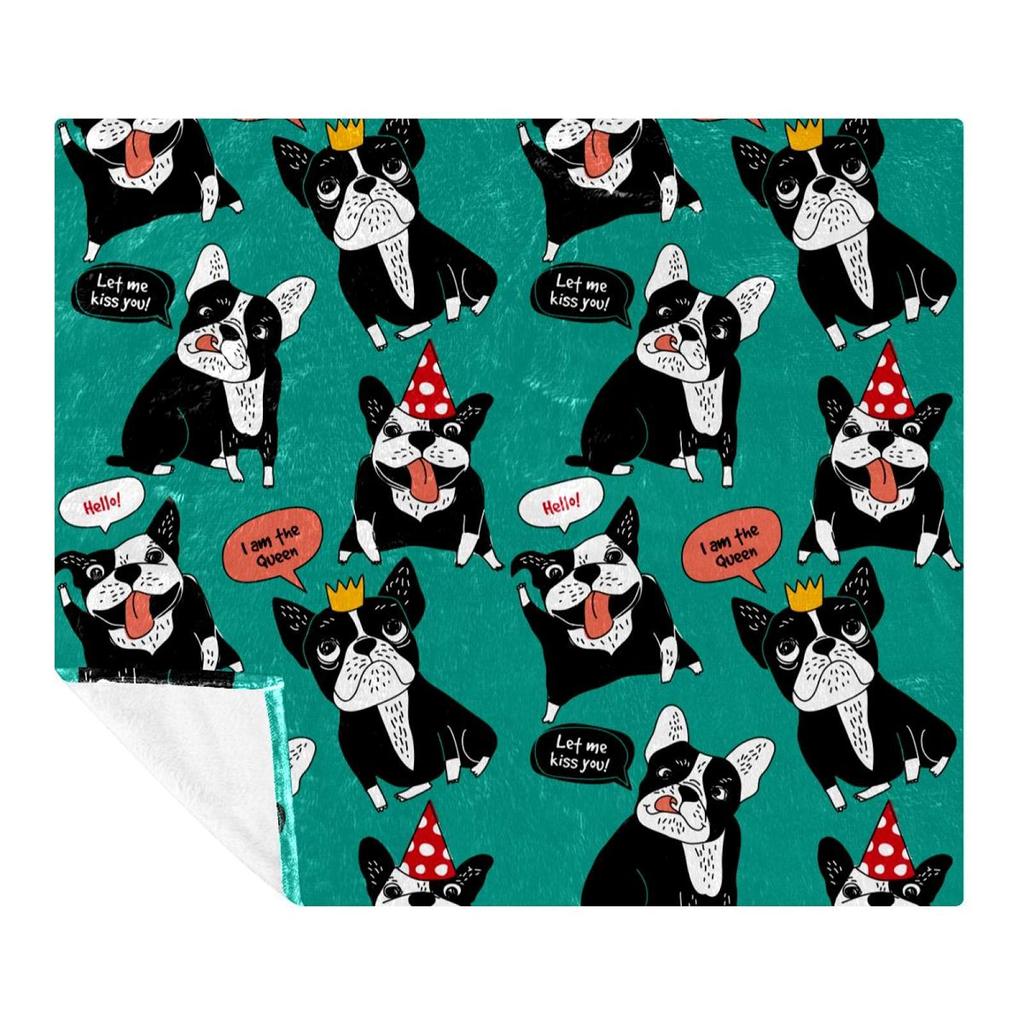 French Bulldog Dog Cute Ultra-Soft Flannel Printed Blanket Velvet Plush Throw Blanket Nap Cover High Quality Home Use Sofa Decor