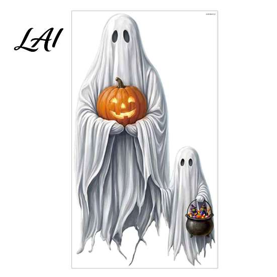 PVC Glass Clings for Bedroom Halloween Ghost Window Stickers Removable Wall Decals Peel And Decorative Stickers Clean Surfaces Stick Self-Adhesive