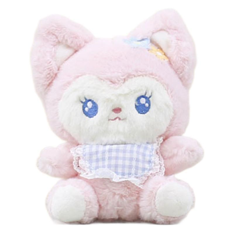 Cute Adorable Plush Fox Pendant Toy Keychain Soft Stuffed Doll With Blue Yellow Bib