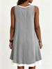 Women's Sleeveless Fake Two-Piece Vest Dress, Casual A-Line Midi Dress, Loose Fit, Color Block Patchwork, U-Neck, Cotton Blend
