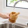 Garlic Mortar and Pestle Set Manual Wooden Grinder for Home Kitchen