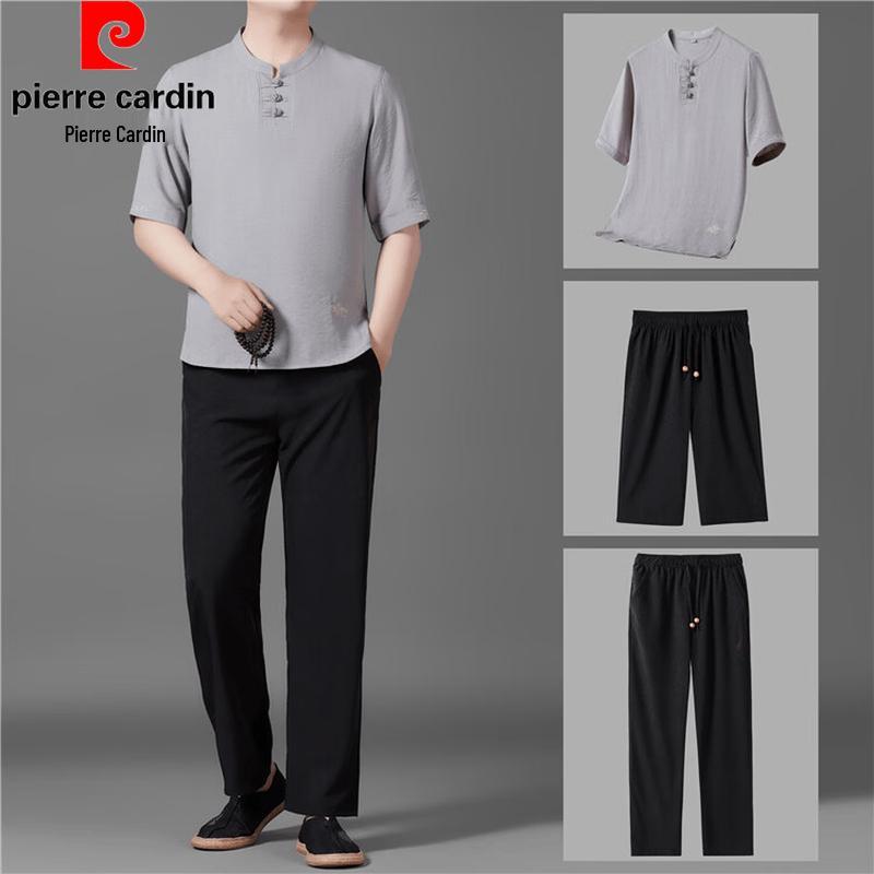 Pierre Cardin Men's Summer Linen Blend Chinese Style Tang Suit Top