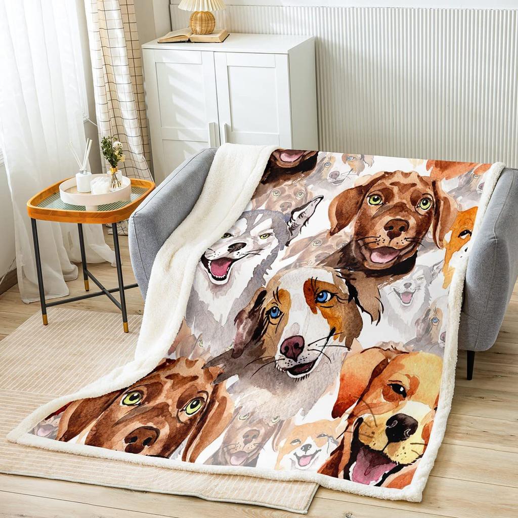 Cobertor de flanela com estampa de cachorrinho, cobertor para ar condicionado, cobertor para sofá