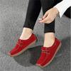 New Autumn Casual Women Shoes Loafers Lace Up Suede Leather Flats Slip-On Mom Shoe Mujer Zapatos Chaussure Femme Size 35-42