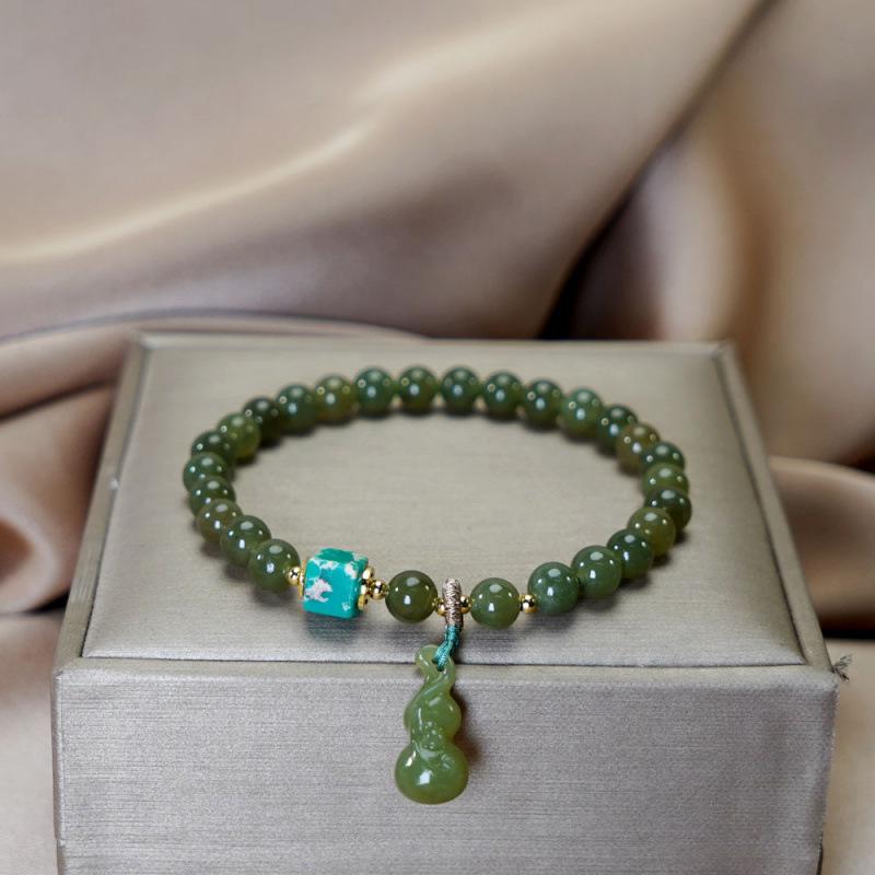 Ice Blue Hetian Jade Bracelet for Women - Elegant Bead String Jewelry, 2024 New Style