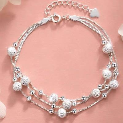 Fine 925 Sterling Silver Lucky Bead Bracelets For Woman Luxury Original Multi-layer Charm Bracelet Elegant Party Jewelry Gifts