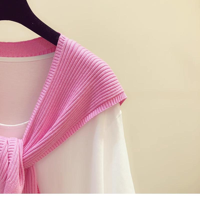 Stylish Women's Knit Shawl - 2026 Spring Celebrity Style Shoulder Wrap with Knotted Neckline Faux Collar Scarf
