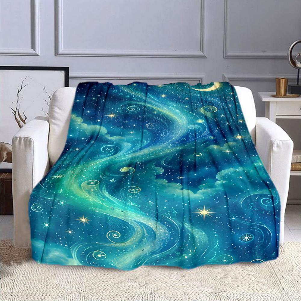 "Starry Night Sky with Swirling Patterns" Patterned flannel blanket perfect for the bedroom living room, sofa, or a little nap