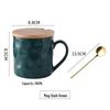 Retro Japanese Ceramic Mug with Lid, High-Temp Resistant, Large Capacity, Ideal Gift for Couples