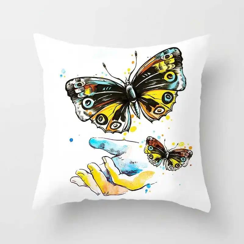 Office Living Room Home Pillowcase Watercolor Butterfly Pattern Pillowcase Car Ornaments