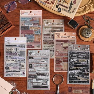 Vintage Inspired Waterproof PET Decal Planner Stickers Creative DIY Lettering for Your Journal and Scrapbooking Needs