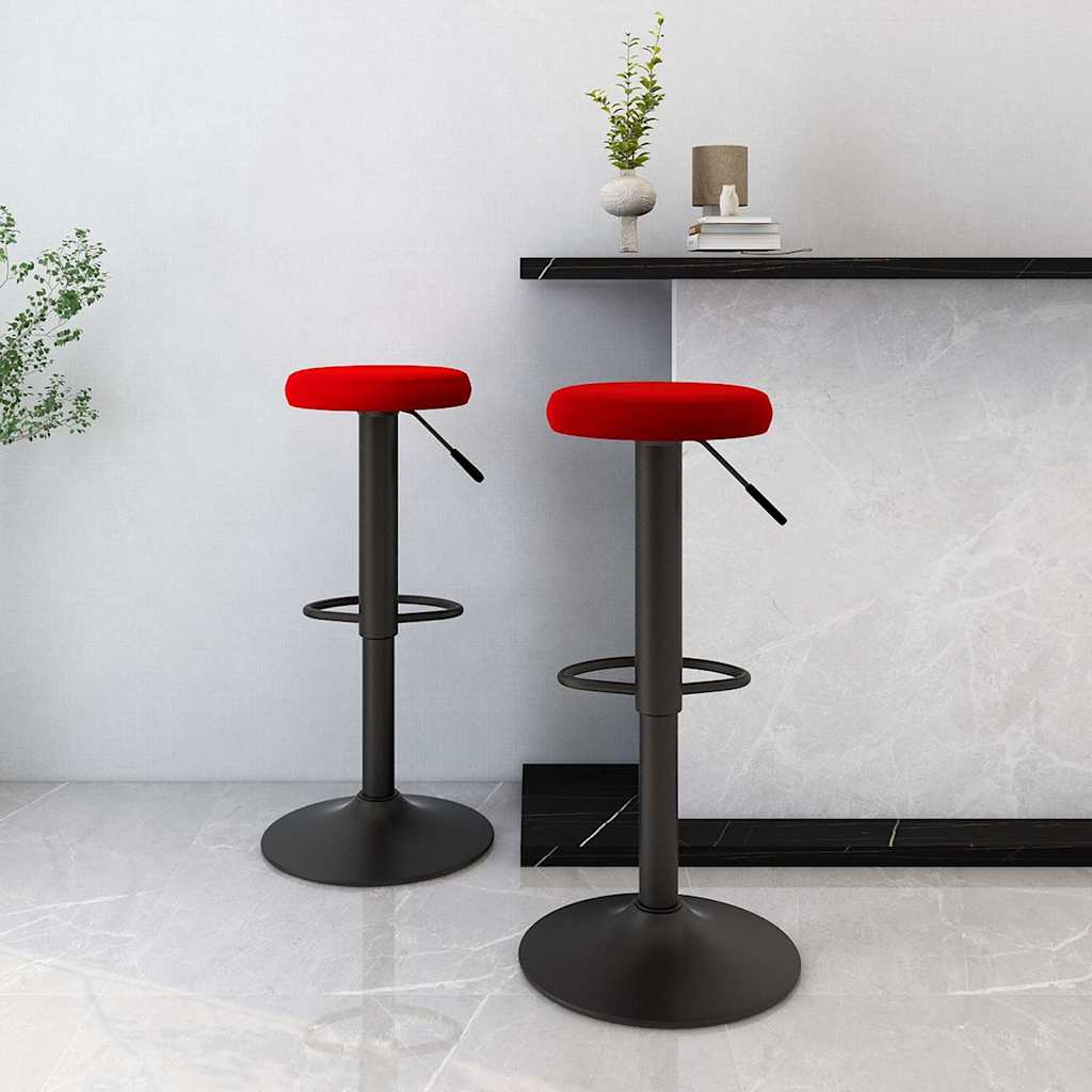 Bar Stool Set of 2 Burgundy Velvet