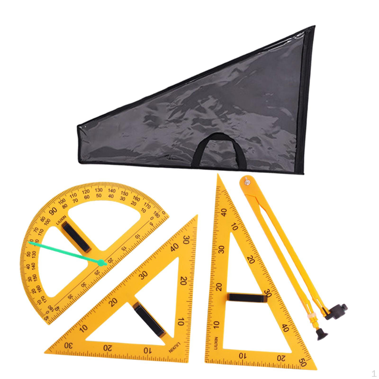 

Наборы линеек для математической геометрии, многофункциональные обучающие линейки, канцелярские принадлежности для измерения углов с сумкой для хранения 4pcs