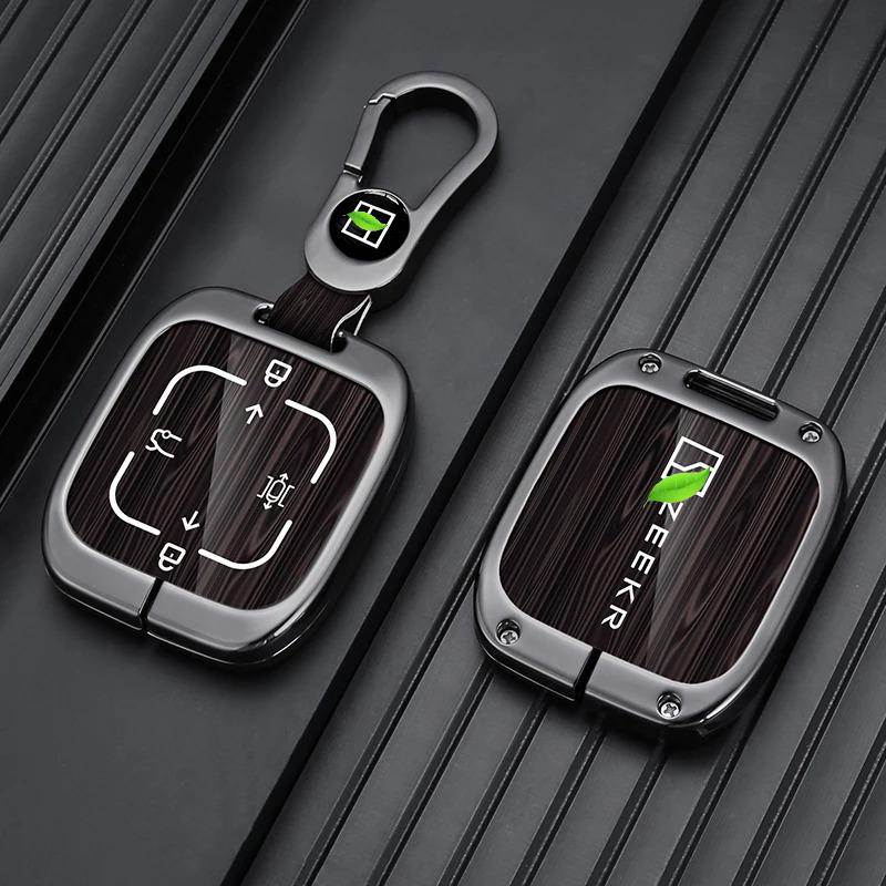 For Geely Zeekr 7X Metal Key Fob Case Keychain Car Styling Car Key Bag Set Anti-Scratch Car Key Chain Cover Protector Decor