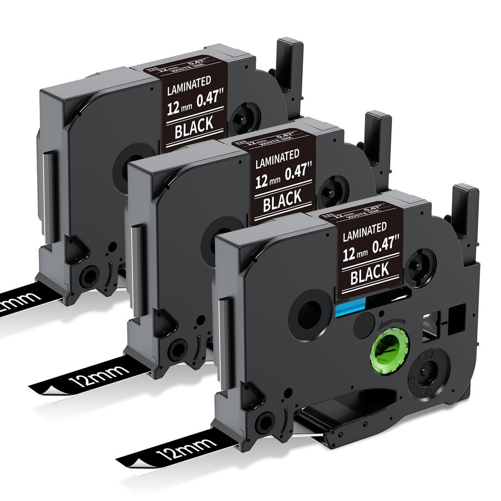 ASprinte Compatible Brother Black with White for 8m Pack of 3 TZe-335/TZe335 Tape, 12mm, Text, P-Touch Cube, Long,