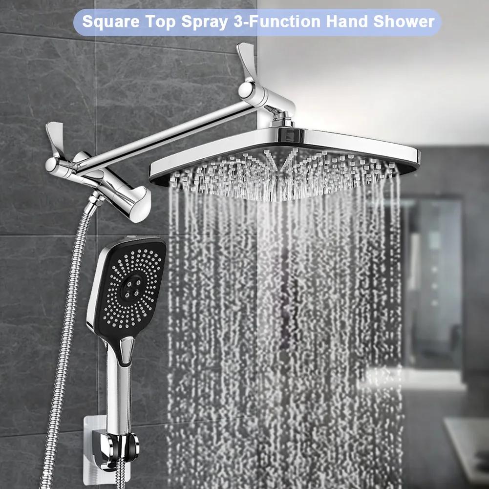 12 Inch Rainfall Fixed Shower Head/Handheld Shower Head Combo 3+1 Settings Top Spray Wall-Mount Shower Set In Wall Shower System