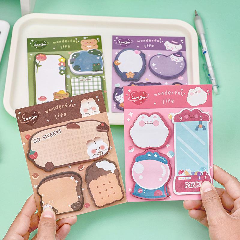 Cartoon Irregular Shape Sticky Notes - High Value, Strong Adhesive, Tearable, Cute for Students & Diaries