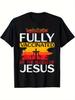 Mens Christian Faith TShirt  Fully Vaccinated Against the Blood of Jesus Bold Religious Graphic Tee with Flames