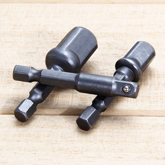 Set de 3 bucăți de găurit cu adaptor priză, tijă hexagonală 1/4 3/8 1/2 inch, instrument de șofer cu impact