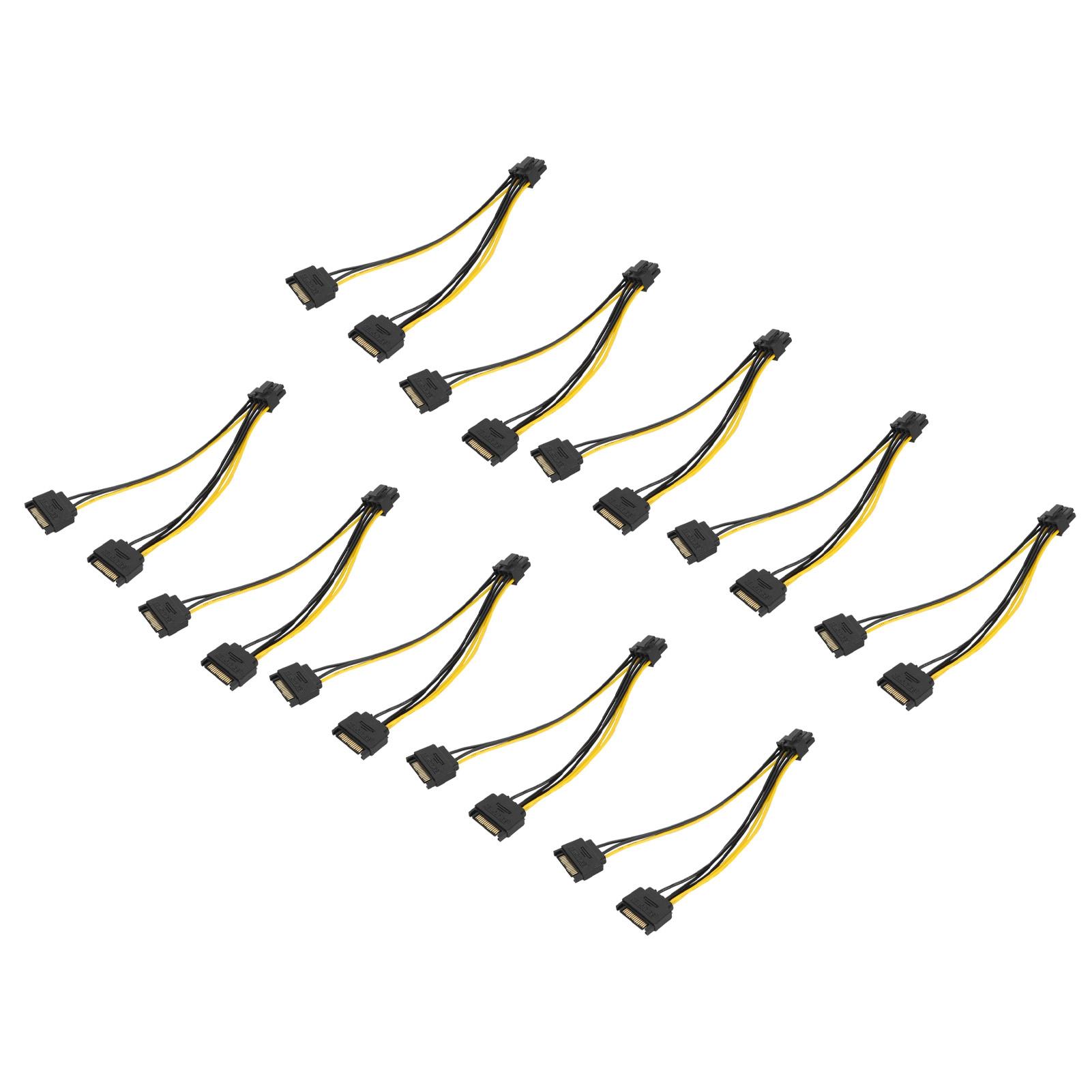 10 шт. Кабель SATA Двойной 15-контактный на Видеокарта 6+2-контактный Видеокарта 8-контактный Кабель-удлинитель питания для ноутбука, настольного компьютера