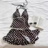 Retro Polka Dot Off-Shoulder Bikini mit Rock-Stil