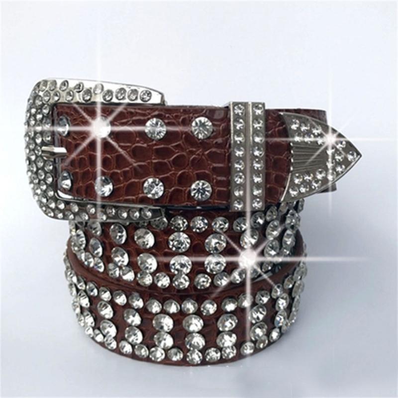 Bling Rhinestone Belt Studded Rhinestone Belt for Jeans Fashion Cowgirl Western Jeans Belt Rhinestone Waistband Belt