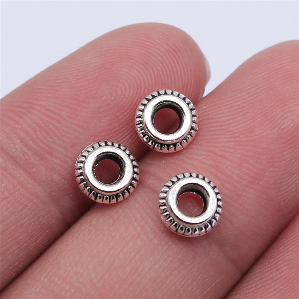 40pcs Antique Silver Color Small Spacer Beads Charm Pendants Jewelry Accessories DIY Small Spacer Beads Charms