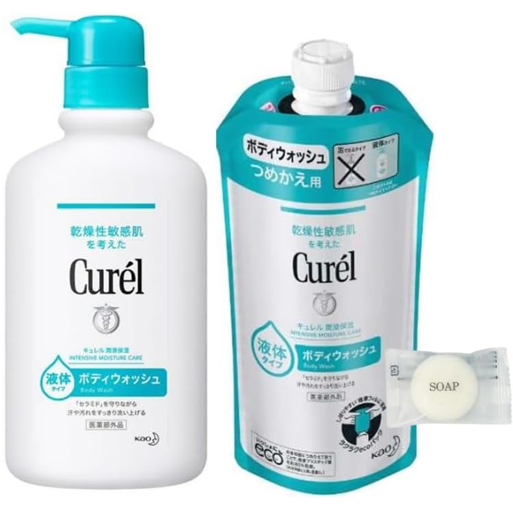

[Набор из 2 шт.] Kao Curel Гель для душа 420 мл + Сменный блок 340 мл + Бонус (Оригинальное мини-мыло)