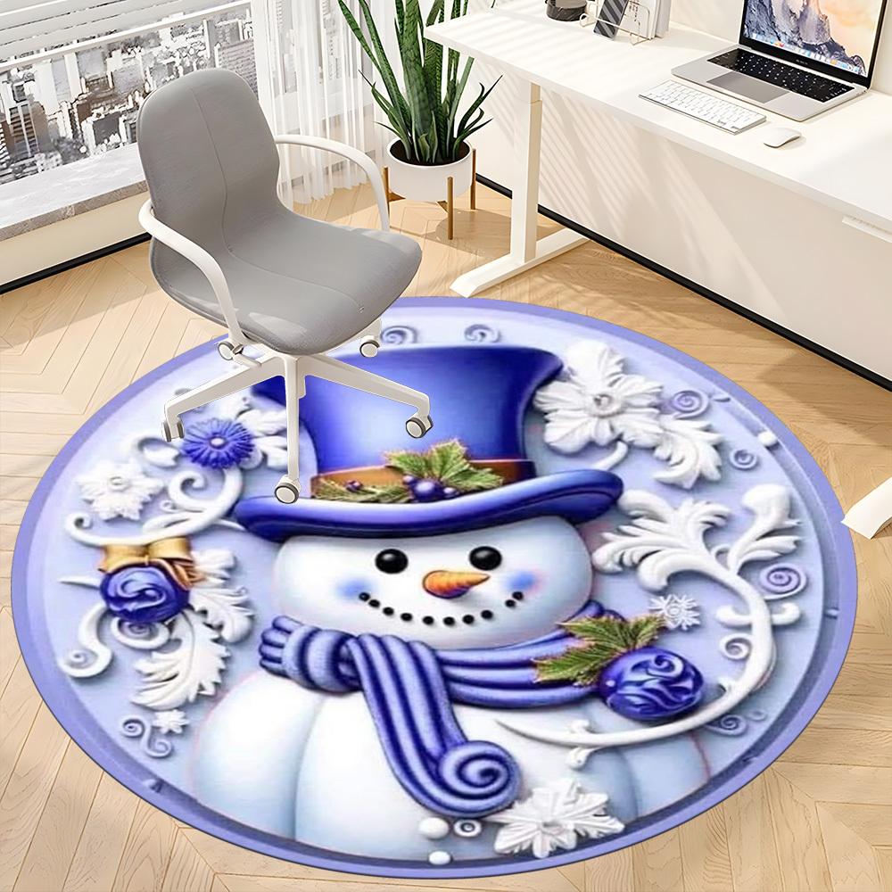 1pc Snowman Decor Chair Carpet for Office Non-Slip, Machine Washable Rug for Office, Room - Polyester, Machine Made yy251029247