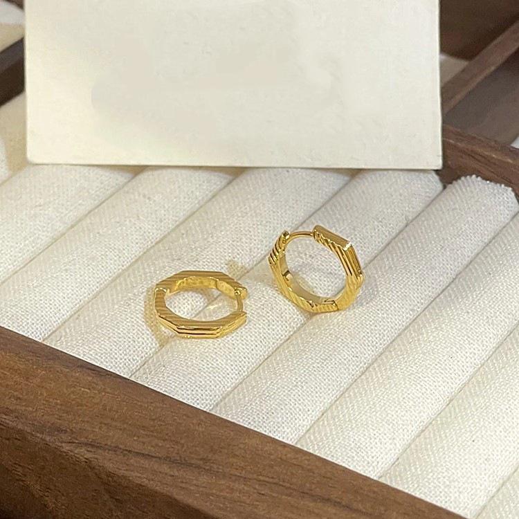Women s Luxurious French Geometric Gold Stripe Earrings - Elegant and Versatile Design