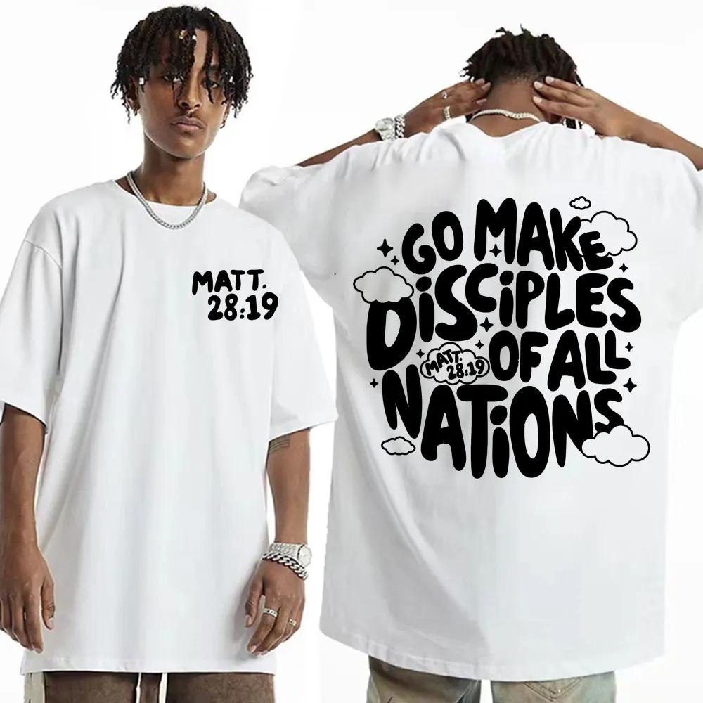 2025 Go Make Disciples Christian Street Summer 100 Cotton Printing Tshirts Vintage Bible for Men Cosmetic Shortsleeved Y2K