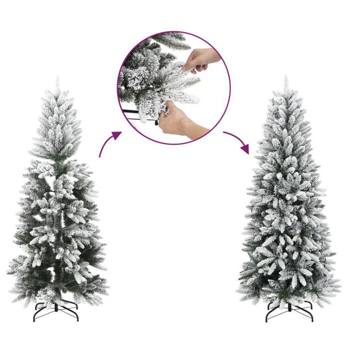 VidaXL Sapin de Noël artificiel mince avec neige floquée 180 cm PVC/PE, arbre de Noël artificiel, arbre artificiel, ornement 4019687