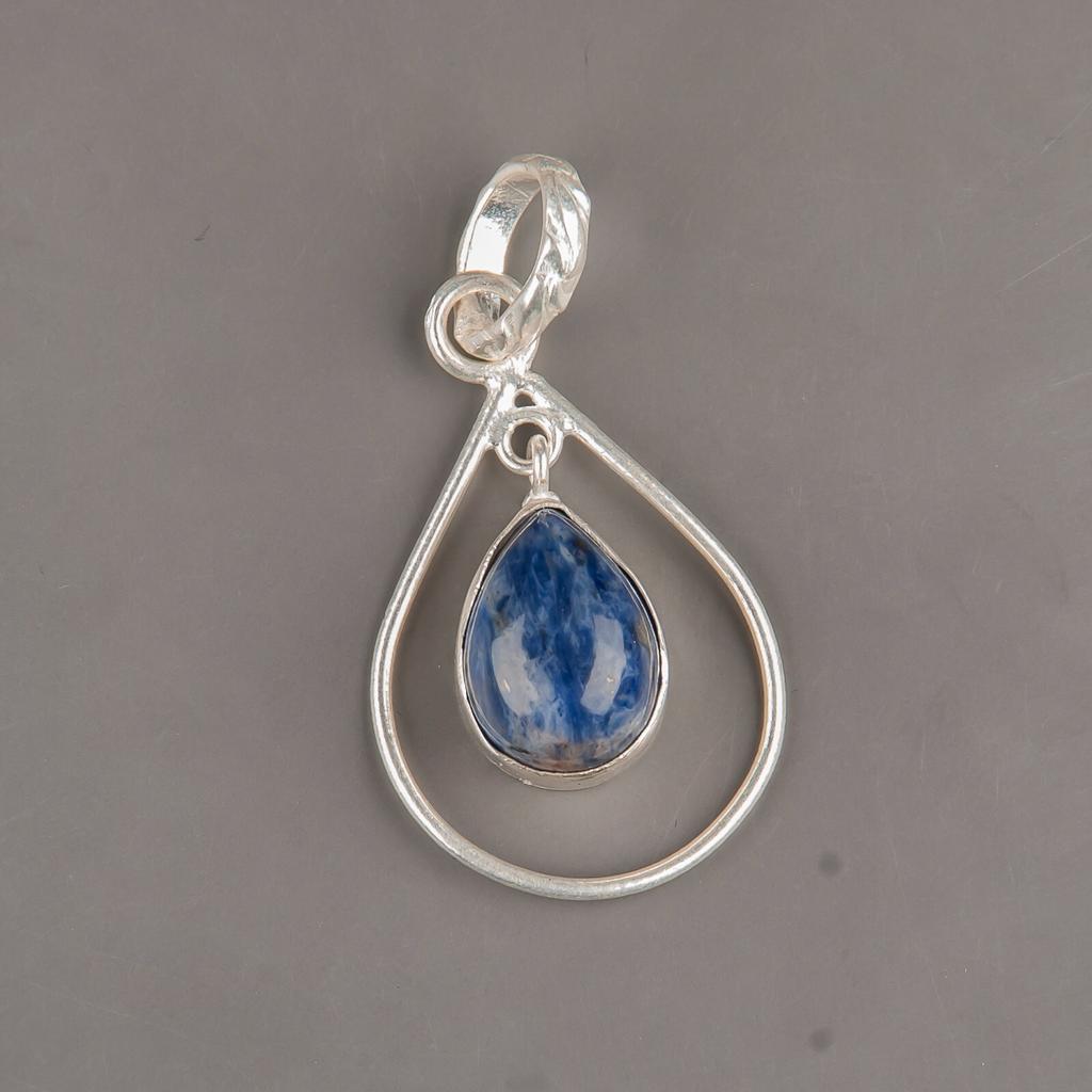 Natural Sodalite Gemstone 925 Sterling Silver Jewelry Handcrafted Pendant 1.60" PP-3-28