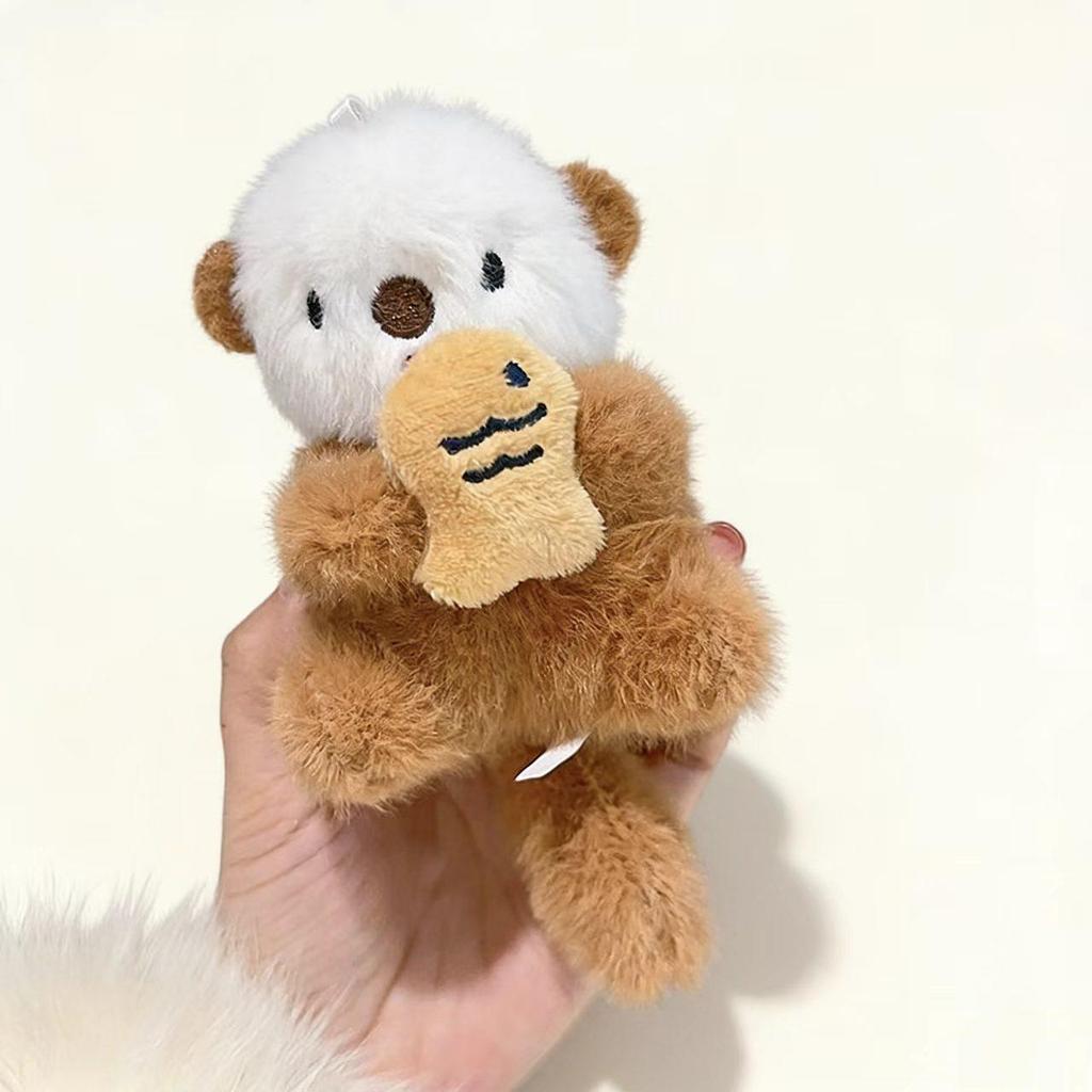 Cute Otter Plush Keychain: Fish-Hugging Doll Ornament