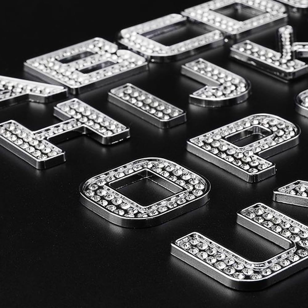 Srasakan 3D Car Emblem Stickers Decoration Dress Up Exterior Parts Alphabet Letter Capital Numbers