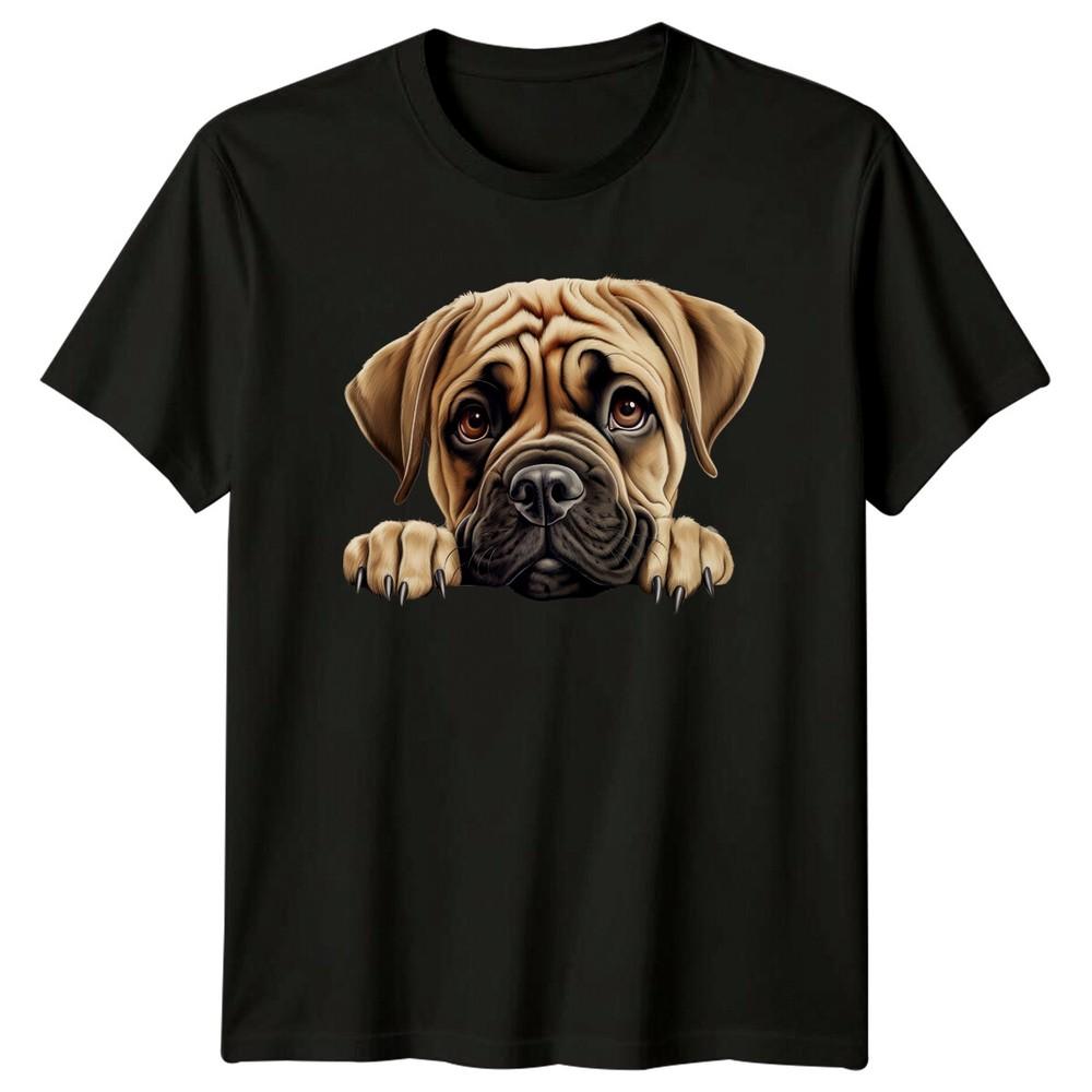 Cute Dog Breed Bullmastiff Puppy Peeking Funny Graphic TShirt