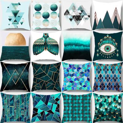 Abstract Geometric Pillowcase Flower Leaf Blue Green Cushion Cover Sofa Car Bedroom Home Decor Throw Pillow