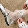 Lace Bow Socks Women'S Miu Lace Boneless Breathable Mesh Mid-Tube Socks Jk White Korean Stacking Socks
