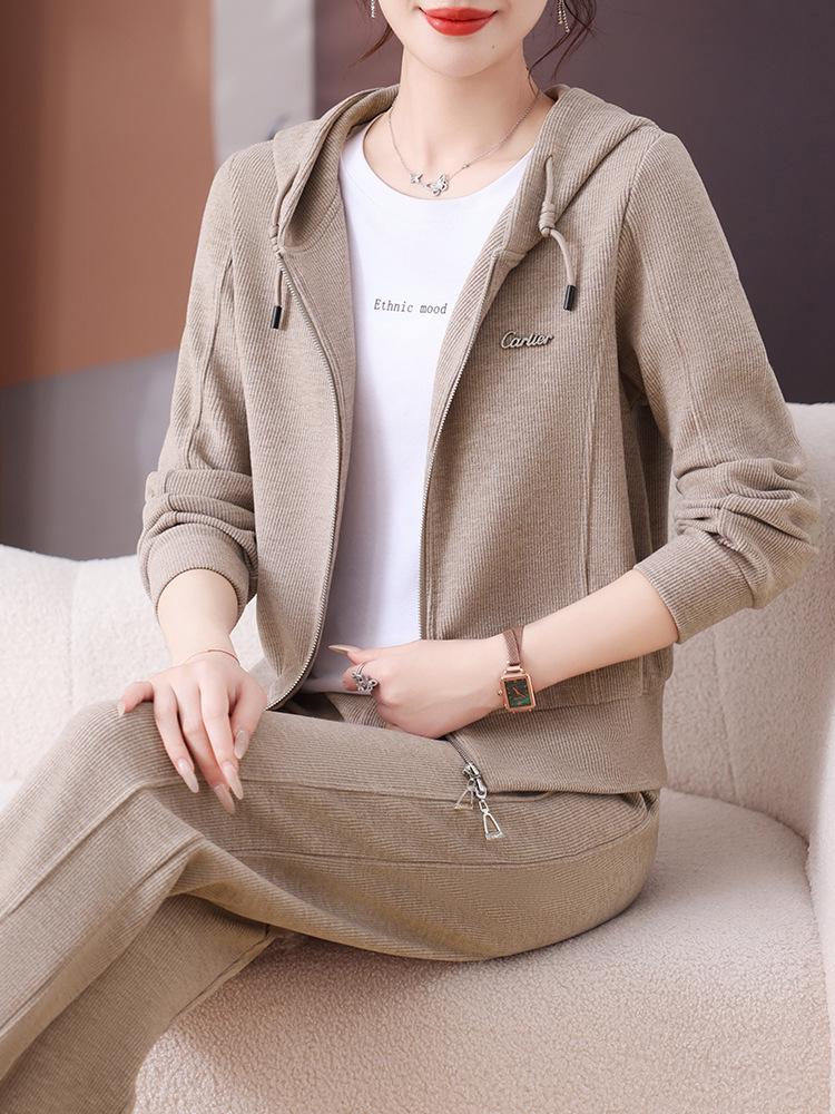 Woodpecker Women's Straight-Leg Pants & Sweatshirt Jacket Set - 2025 Spring/Autumn Casual Sportswear