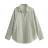 Women S Loose Fit Long Sleeve Collared Striped Casual Shirt