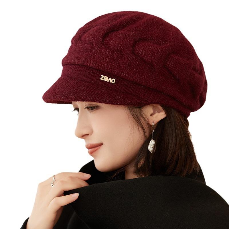 Kaninchenfellmütze Damen Winter Neue Mode Ausländischer Stil Verdickte Warme Wollmütze Ohrenschutz Kalt Gestrickte Mütze