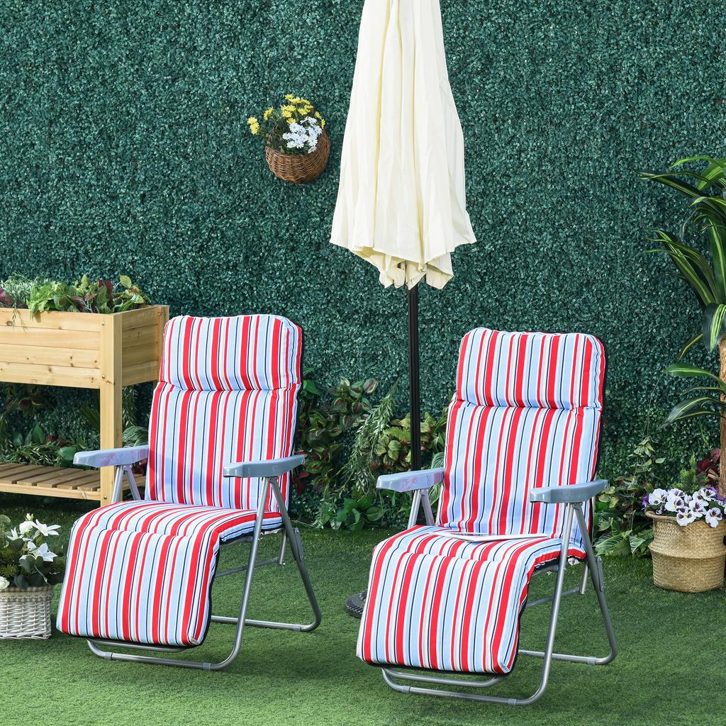 Reclining Garden Chair Set of 2, 5-Level Adjustable Zero Gravity Chairs with Cushions