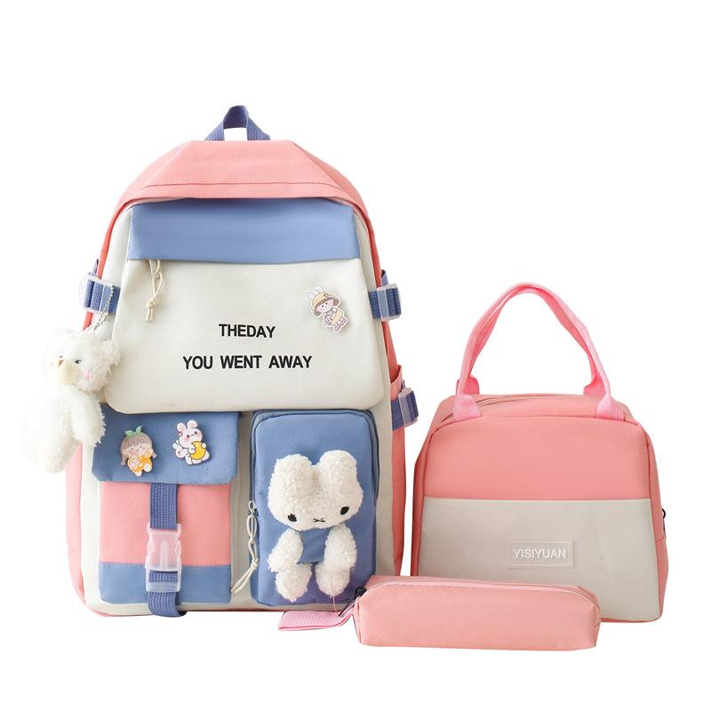 

Backpack Nylon Stylish For Girls Perfect For School With Bunny Design And Comfort BluePink