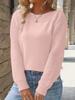 Women's Spring New Arrivals Crewneck Knit Top Hollow Long Sleeve One Shoulder Sweater