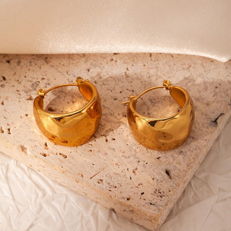 Gold Plated Stainless Steel Retro Earrings: European & American Luxury Style