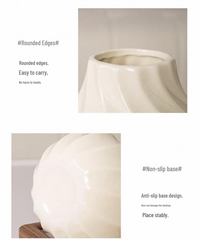 Nordic Wavy Edge Vase for Artificial Flowers - Creative Living Room Decor