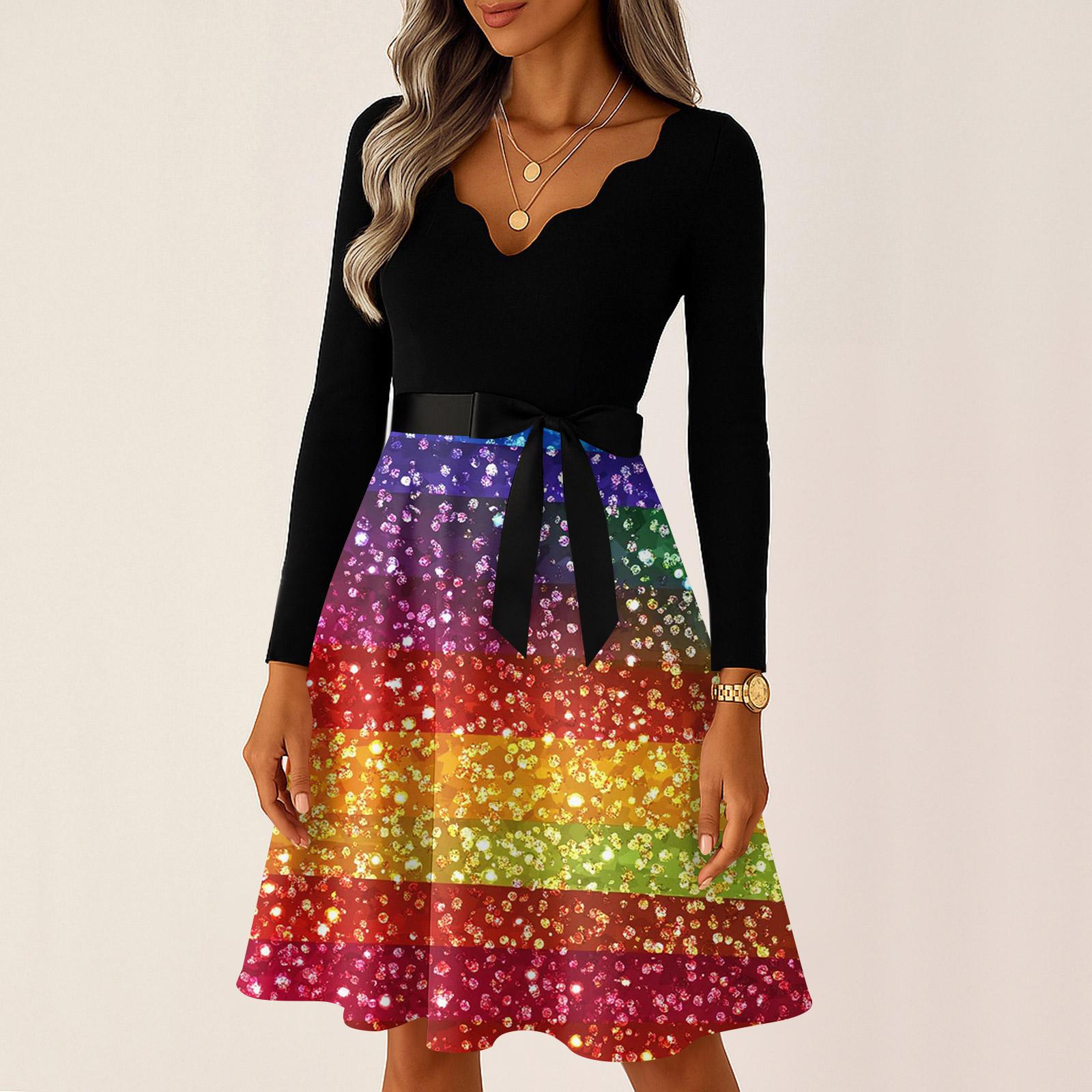 

Women s Casual Fashion V Neck Long Sleeve Printed Vintage Long Dress XL